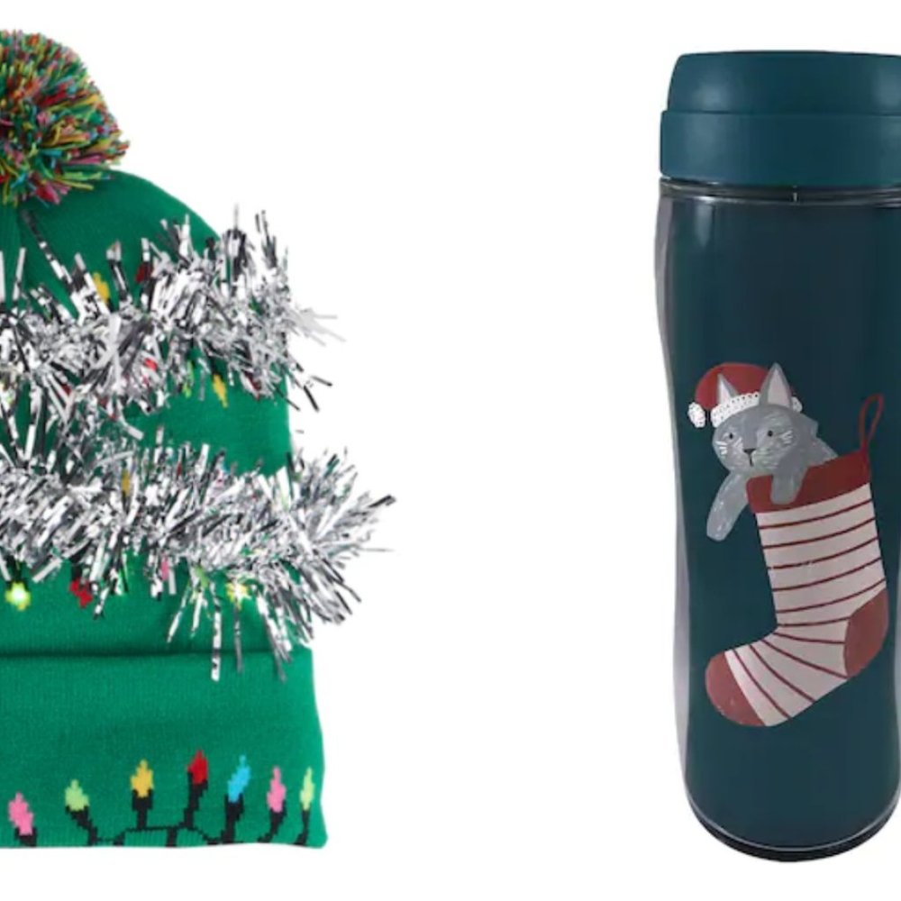 Light-up Pom-Pom Beanie & Stocking Cat Thermal Mug